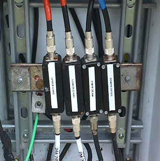Main grounding buss bar at tower base